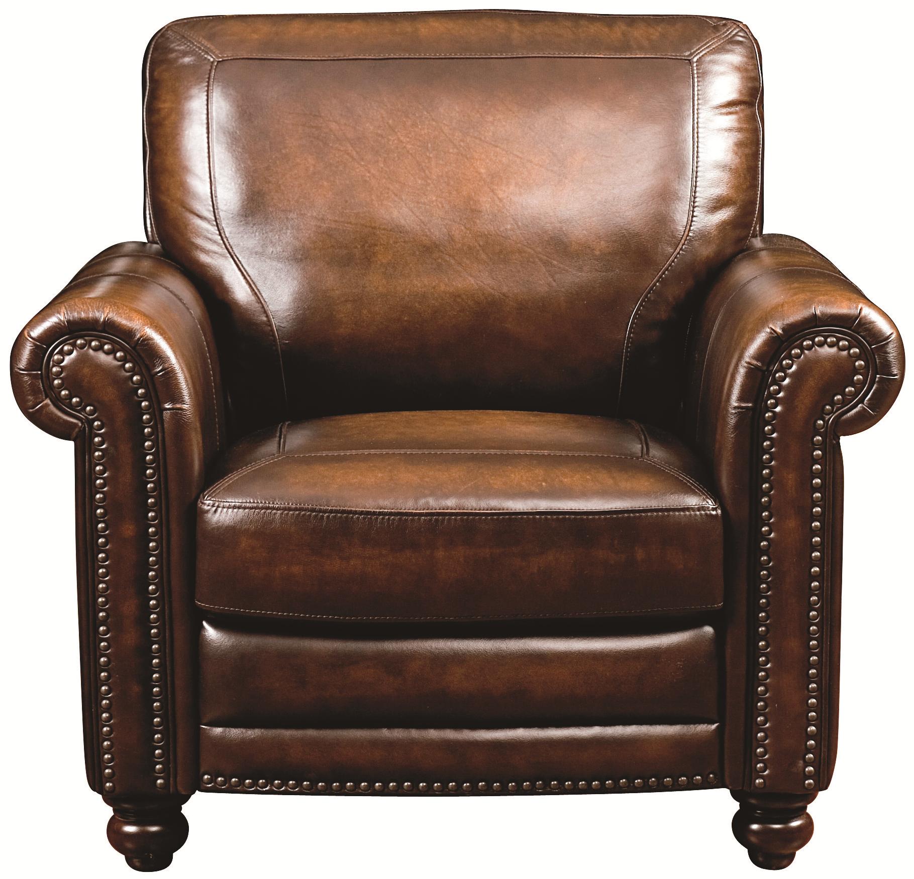 Bassett Hamilton 395912S Traditional Leather Chair with Nail Head Trim